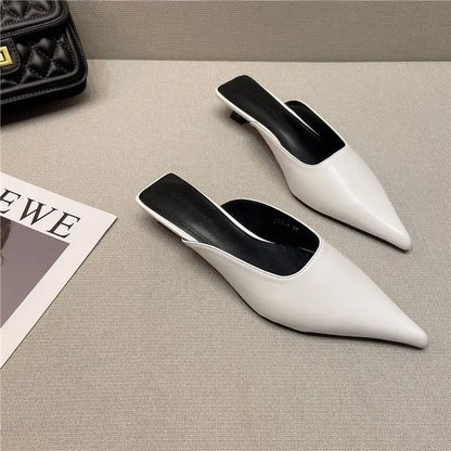 creamtopmall- New Low Heel Slippers Summer Close Toe Outdoor Mules Casual Pumps Street Style Mum‘s Sandal Slip On Half Slippers Loafers