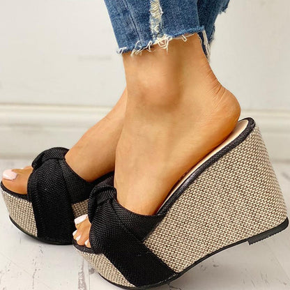 creamtopmall Free Gift Feet Chain Slip On Leisure Platform Summer Sandals Wedges High Heels Women Shoes Woman Mules Flip Flops