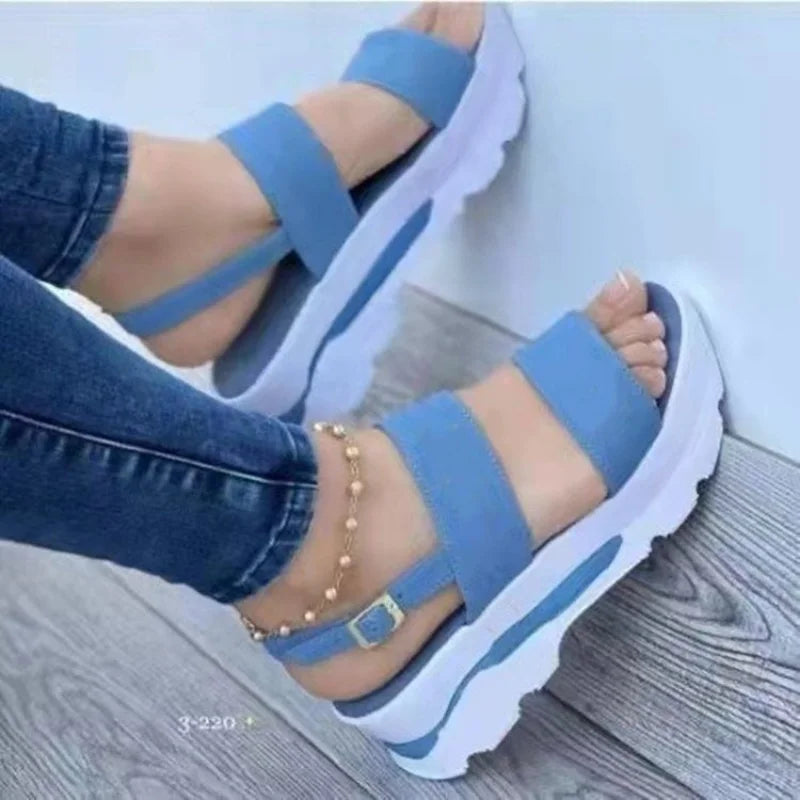 creamtopmall-Women Comfortable Outdoor Sandals Casual Plus Size Slippers Round on Plus Size Wedge Shoes Sandalias Mujer