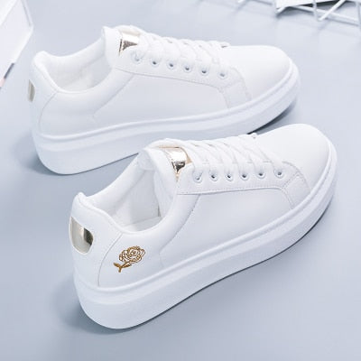 Antmvs Women Casual Shoes New Spring Women Shoes Fashion Embroidered White Sneakers Breathable Flower Lace-Up Women Sneakers