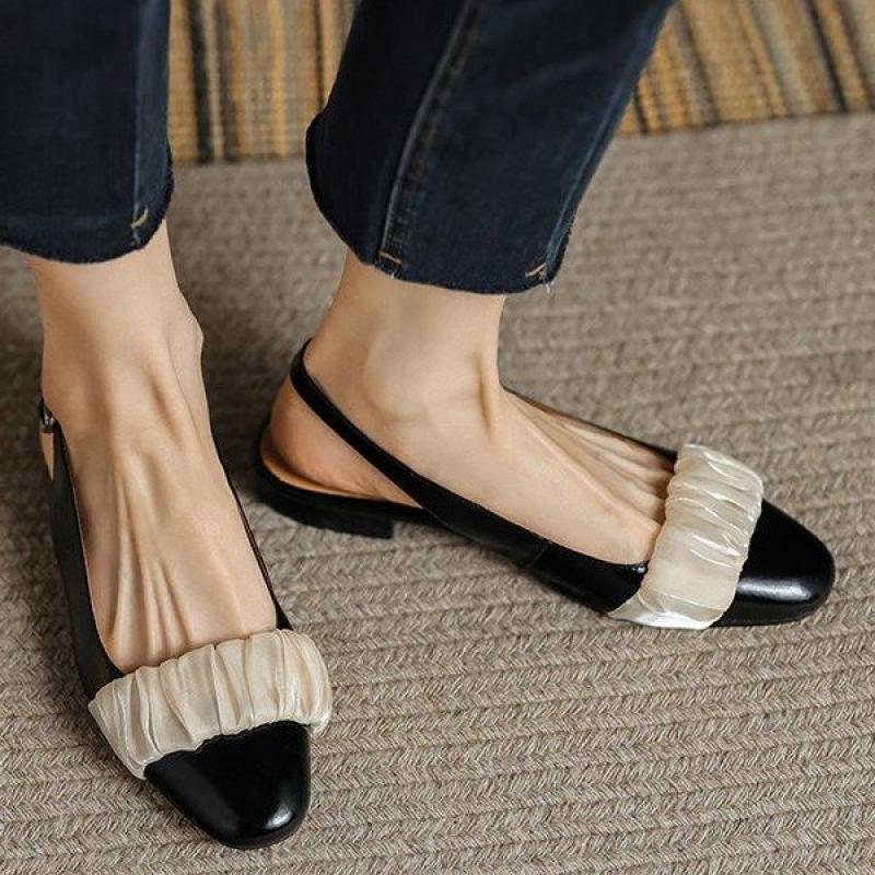 creamtopmall New Summer Women Sandals Lace Low Heel Lace-Up Back Space Females Slippers Korean Fashion High Quality Elegant Cozy Lady Shoe