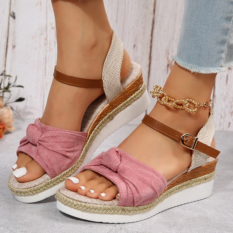 creamtopmall Women's Espadrilles Platform Sandals Casual Ankle Strap Wedge Sandles for Women Summer 2023 Thick Sole Gladiator Sandalias Mujer