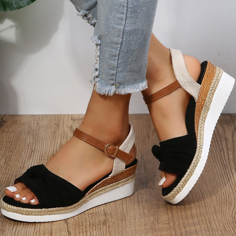 creamtopmall Women's Espadrilles Platform Sandals Casual Ankle Strap Wedge Sandles for Women Summer 2023 Thick Sole Gladiator Sandalias Mujer