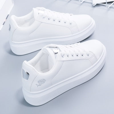 Antmvs Women Casual Shoes New Spring Women Shoes Fashion Embroidered White Sneakers Breathable Flower Lace-Up Women Sneakers