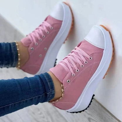 creamtopmallNew Spring autumn Women Sneakers Platform Shoes Female Lace-Up Casual Canvas Shoes Ladies Running Sports Shoes Woman trainer 43