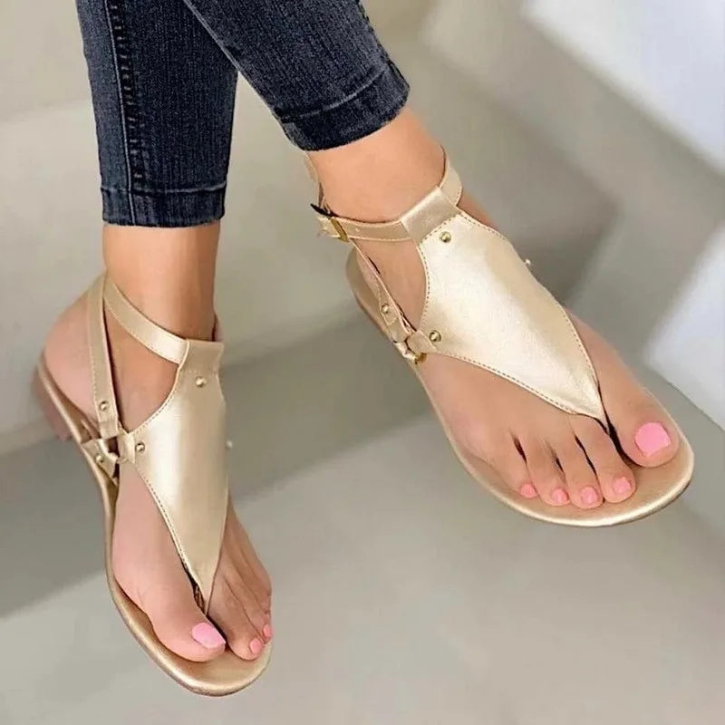 creamtopmall-Women Sandals  Summer Outdoor Beach Flip-flop Sandals Solid Fashion Gladiator Sandals Women Flats Casual Ladies Shoes