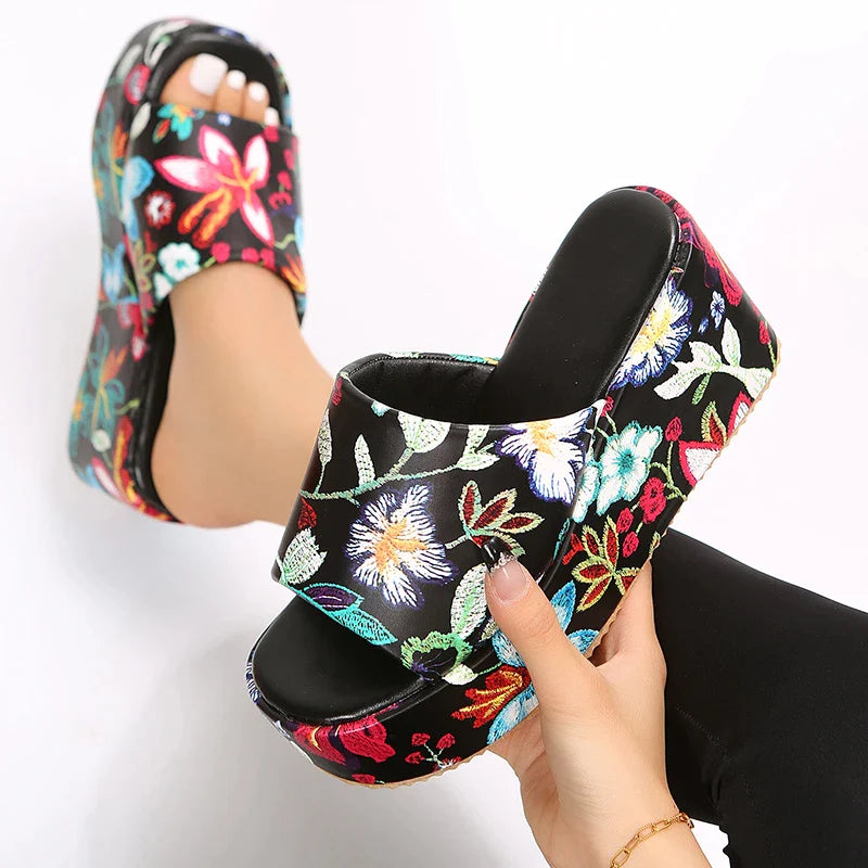 Women's Beach Slippers 2023 Summer Fashion Bohemia Wedges Slippers for Women  Platform High-heeled Slippers Women Shoes for 2023