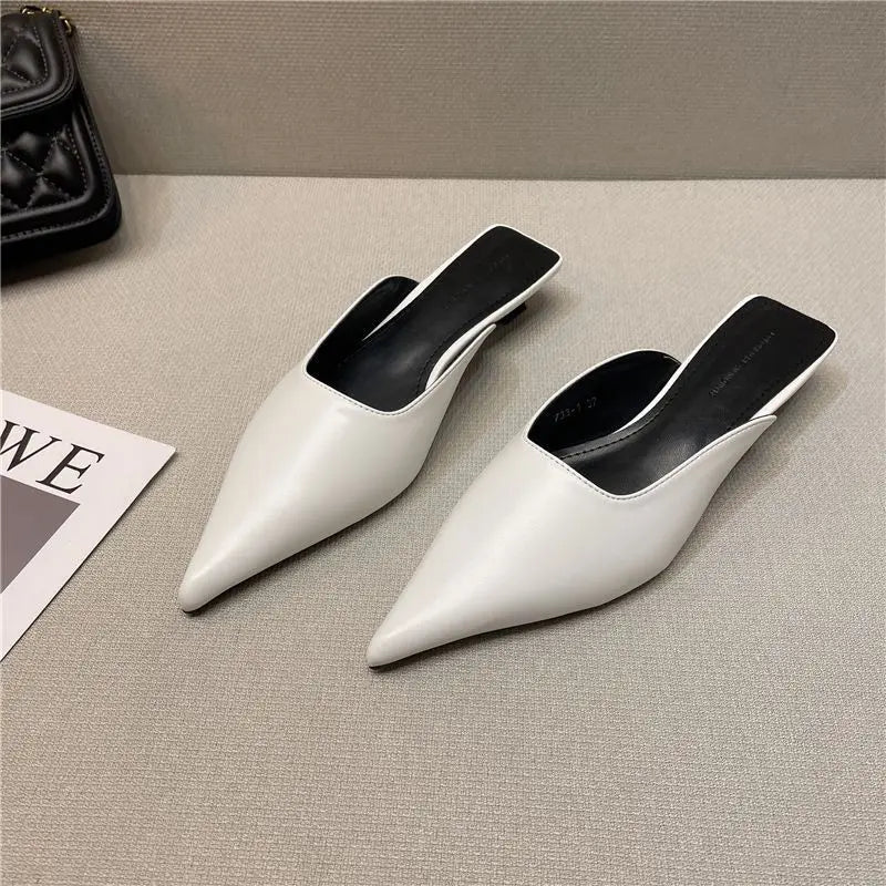 creamtopmall- New Low Heel Slippers Summer Close Toe Outdoor Mules Casual Pumps Street Style Mum‘s Sandal Slip On Half Slippers Loafers