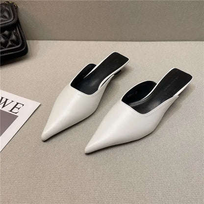 creamtopmall-2024 New Low Heel Slippers Summer Close Toe Outdoor Mules Casual Pumps Street Style Mum‘s Sandal Slip On Half Slippers Loafers