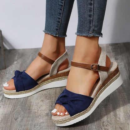 creamtopmall Women's Espadrilles Platform Sandals Casual Ankle Strap Wedge Sandles for Women Summer 2023 Thick Sole Gladiator Sandalias Mujer