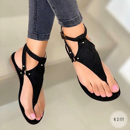 creamtopmall-Women Sandals  Summer Outdoor Beach Flip-flop Sandals Solid Fashion Gladiator Sandals Women Flats Casual Ladies Shoes