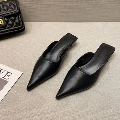 creamtopmall-2024 New Low Heel Slippers Summer Close Toe Outdoor Mules Casual Pumps Street Style Mum‘s Sandal Slip On Half Slippers Loafers