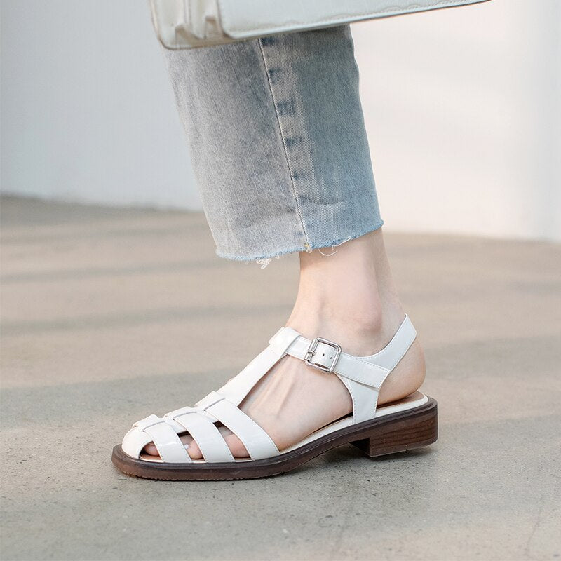 creamtopmall 2023 new Women sandals natural leather 22-25cm cowhide+pigskin+sheepskin full leather Vintage Roman sandals fashion women shoes