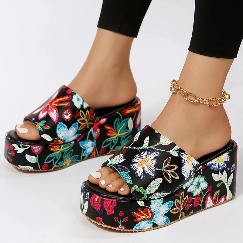 Women's Beach Slippers 2023 Summer Fashion Bohemia Wedges Slippers for Women  Platform High-heeled Slippers Women Shoes for 2023