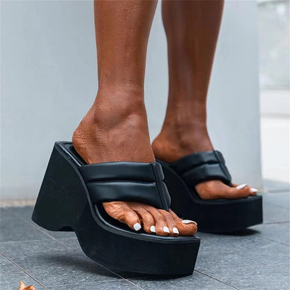 Antmvs Gothic Chunky Platform Sandals Women Green Clip Toe Wedges Slippers Woman Summer Thick Bottom Female Flip Flops Plus Size