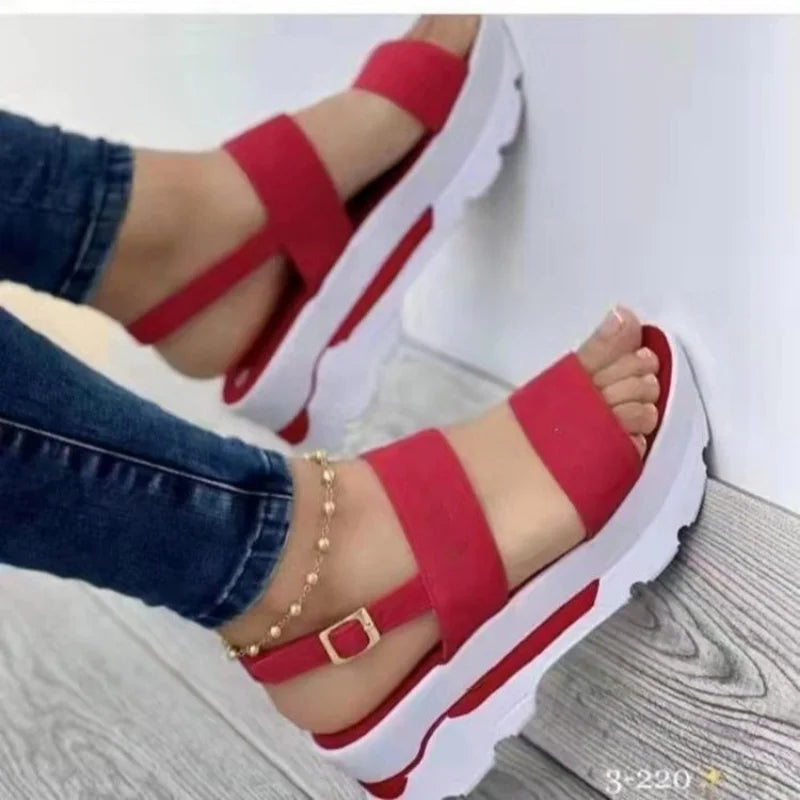 creamtopmall-Women Comfortable Outdoor Sandals Casual Plus Size Slippers Round on Plus Size Wedge Shoes Sandalias Mujer