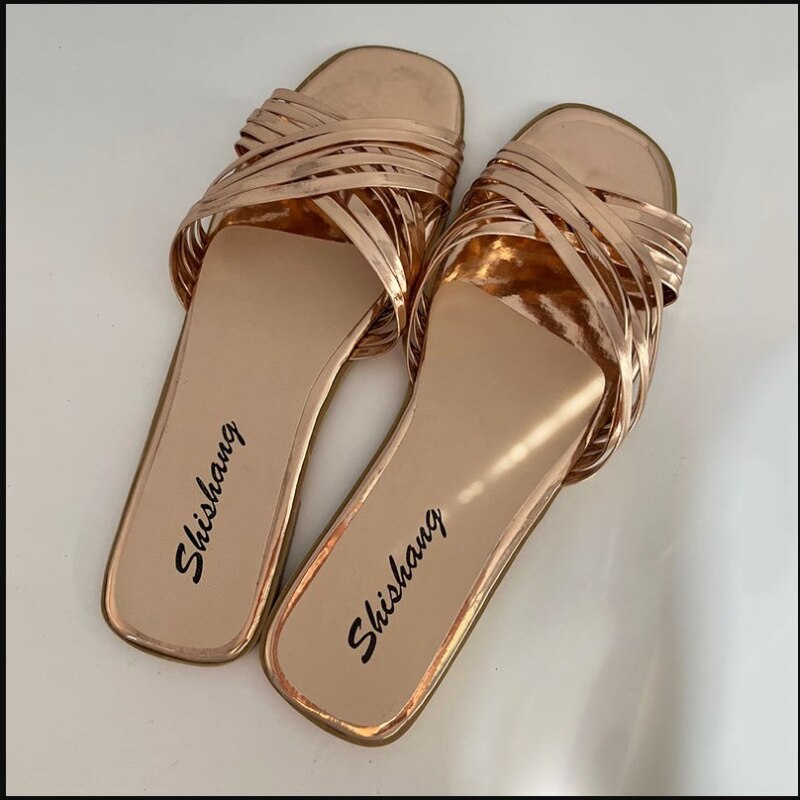 Antmvs  New Metal Cross Fashion Ladies Slippers Women Luxury Sandals Women Designers Outdoor Sports Beach Sports Comfort Shoes