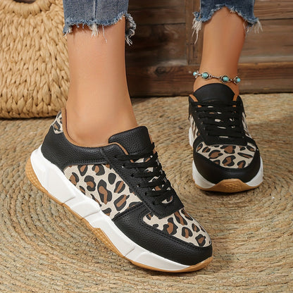 Creamtopmall Breathable Elastic Leopard Vulcanized Sneakers