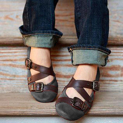 Creamtopmall Buckle Strap Casual Flats Loafers