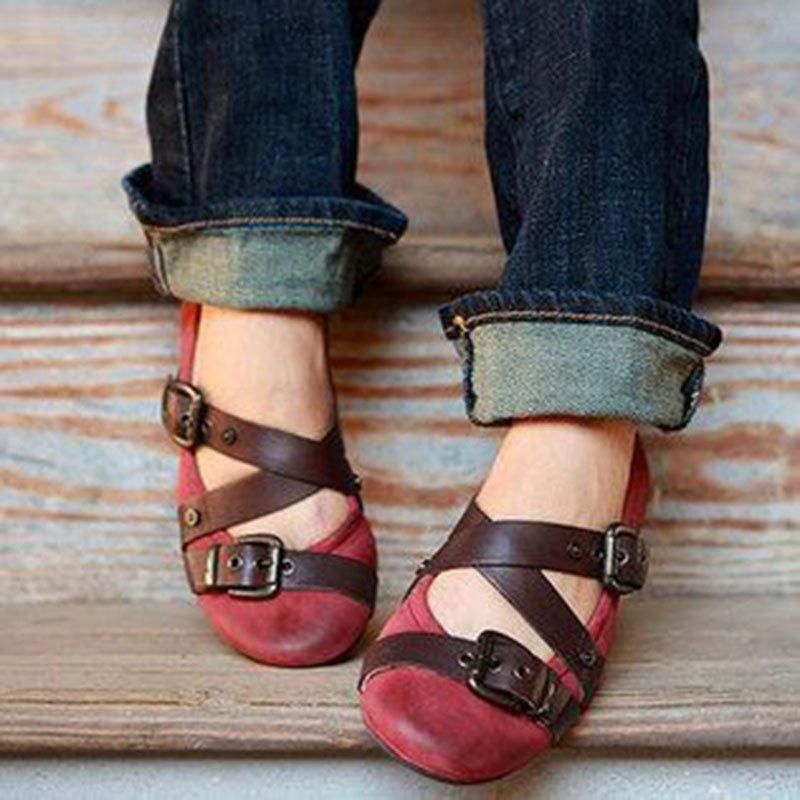 Creamtopmall Buckle Strap Casual Flats Loafers