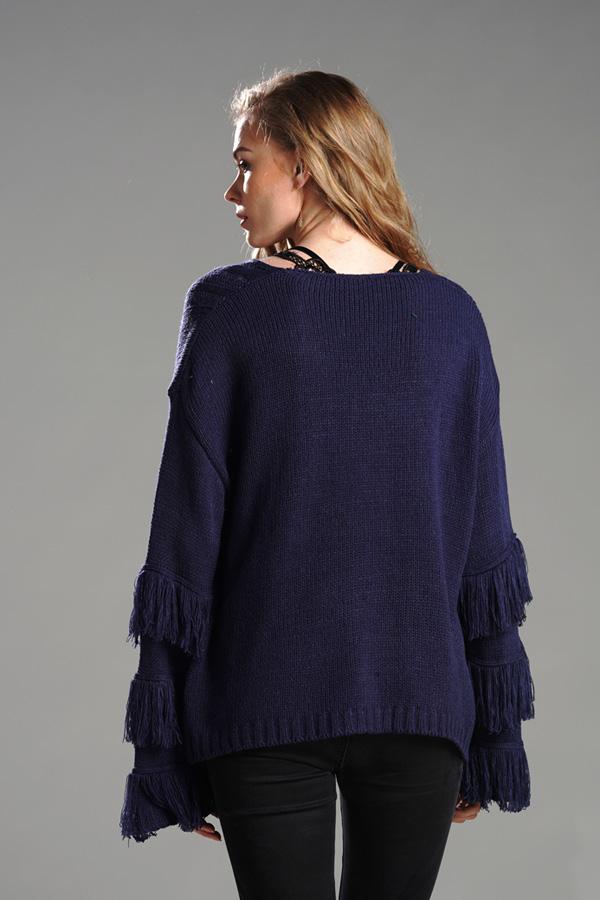 Creamtopmall Cable Knit Tassel Fluffy Sweater