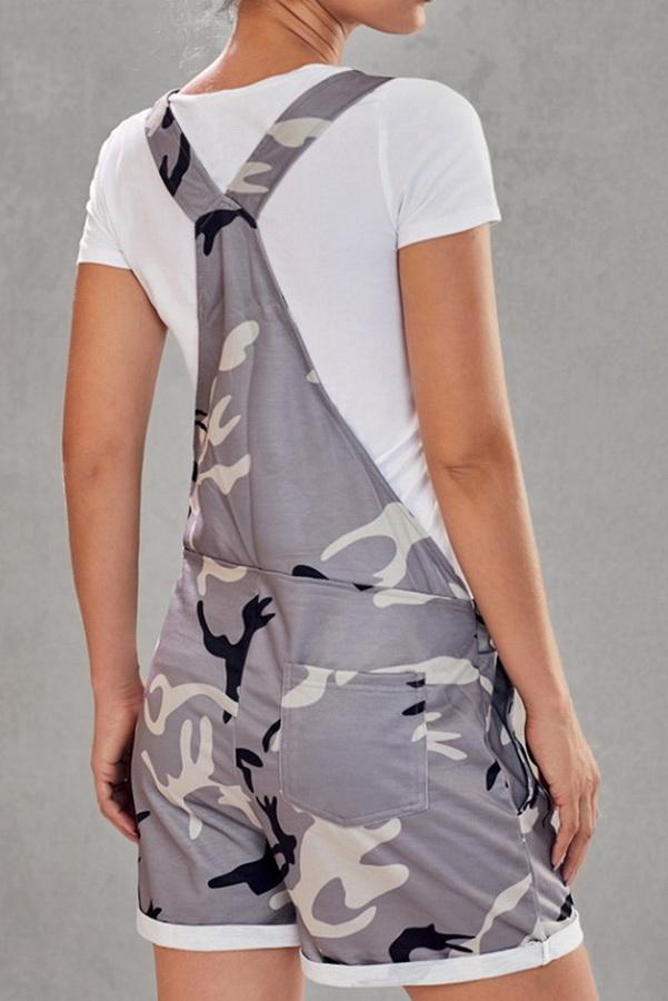 creamtopmall Camouflage Printed High-waist Strap Shorts