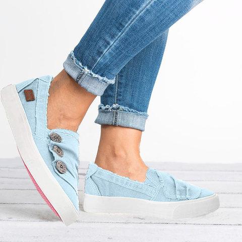 Creamtopmall Casual Button Comfy Sneaker