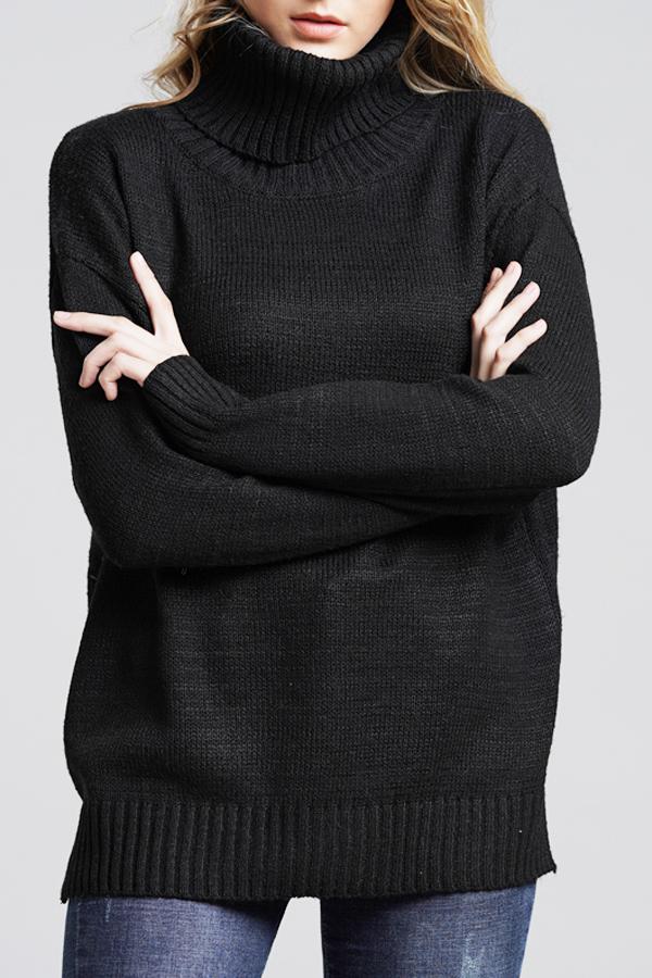 Creamtopmall Casual Knit High Neck Loose Sweater