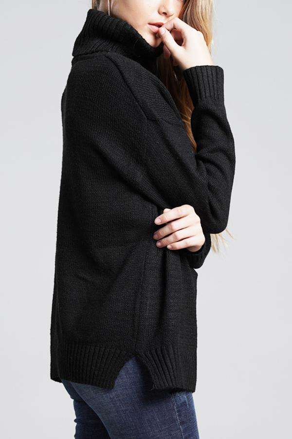 Creamtopmall Casual Knit High Neck Loose Sweater