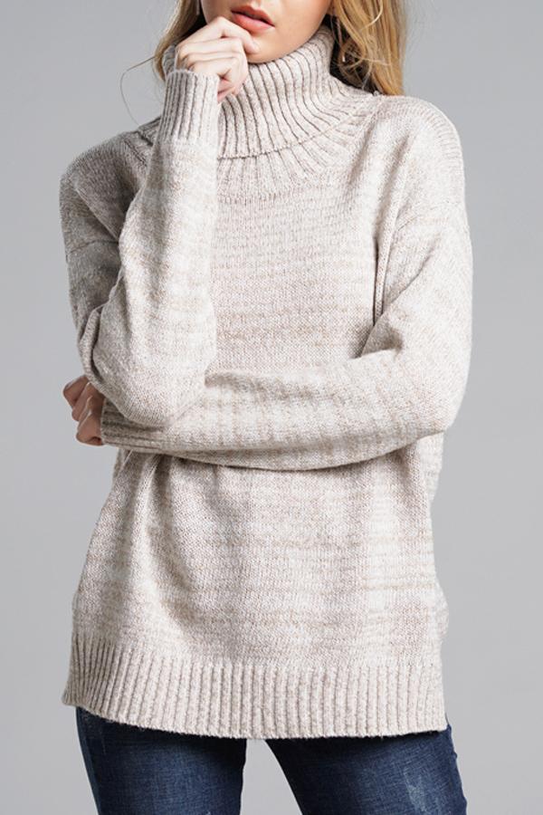 Creamtopmall Casual Knit High Neck Loose Sweater