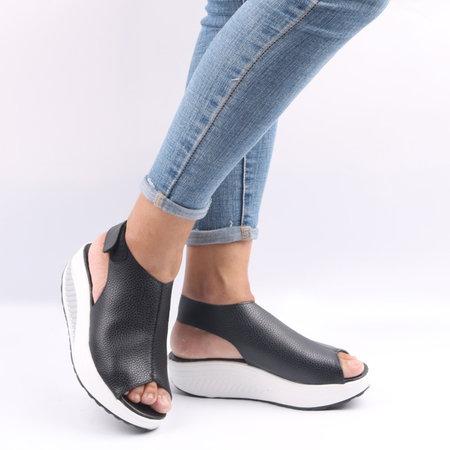 Creamtopmall Casual Microfiber Leather Wedge Heel Magic Tape Sandals Shoes