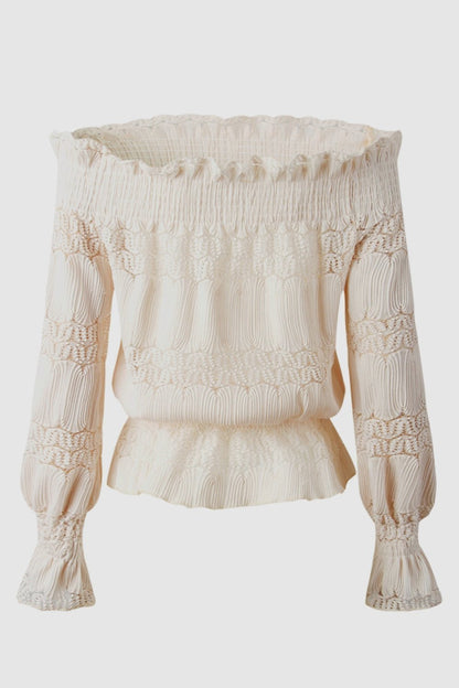 Creamtopmall Casual Off Shoulder Lace Blouse