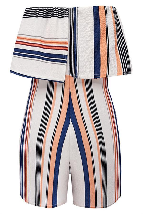 creamtopmall Casual Striped Off Shoulder Jumpsuit