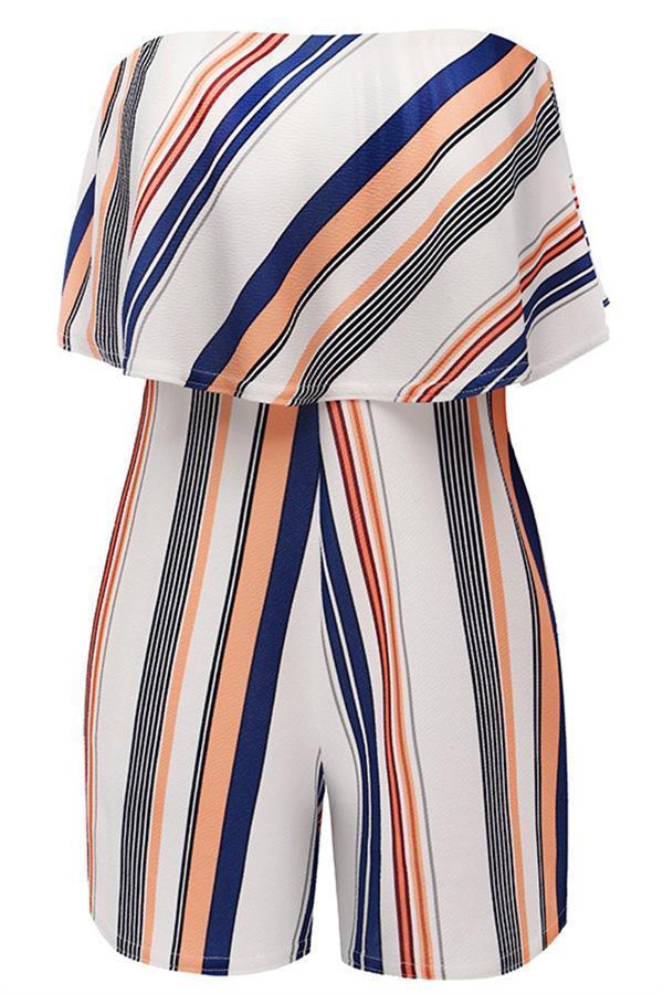 creamtopmall Casual Striped Off Shoulder Jumpsuit