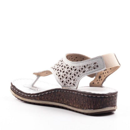 Creamtopmall Casual Summer Thong Hollow Out Slingback Wedge Sandals