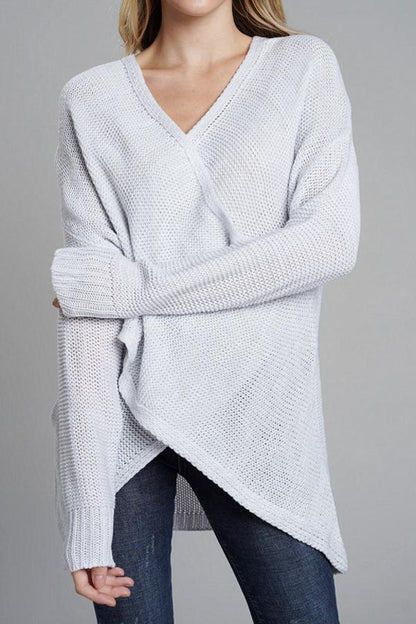 Creamtopmall Casual V Neck Front Cross Weekend Sweater