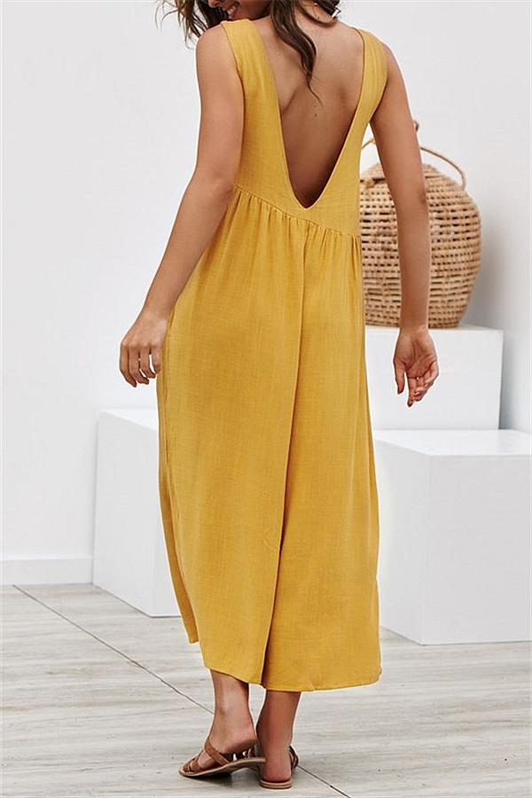 creamtopmall Casual Vest Wide Leg Jumpsuit