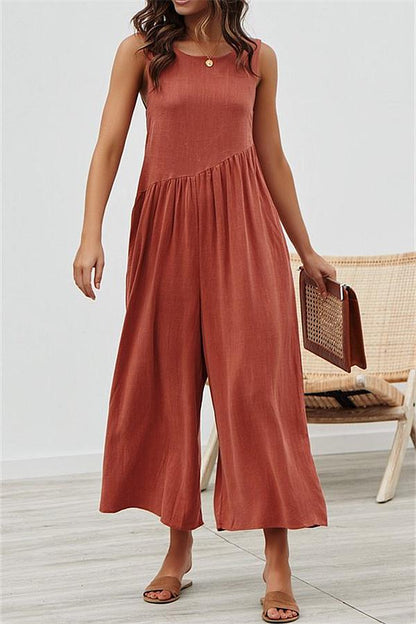 creamtopmall Casual Vest Wide Leg Jumpsuit