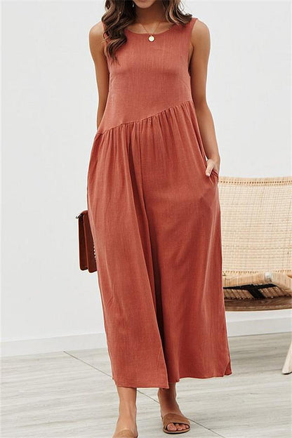 creamtopmall Casual Vest Wide Leg Jumpsuit