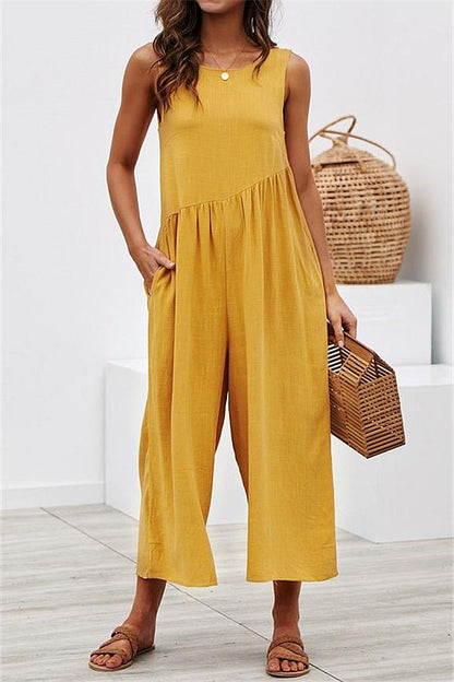 creamtopmall Casual Vest Wide Leg Jumpsuit