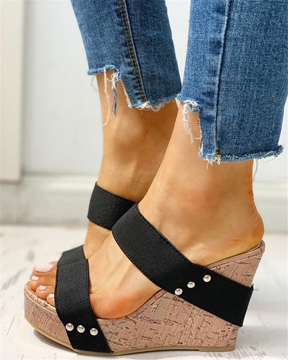 Creamtopmall Causal Ankle Strap Wedges Sandals