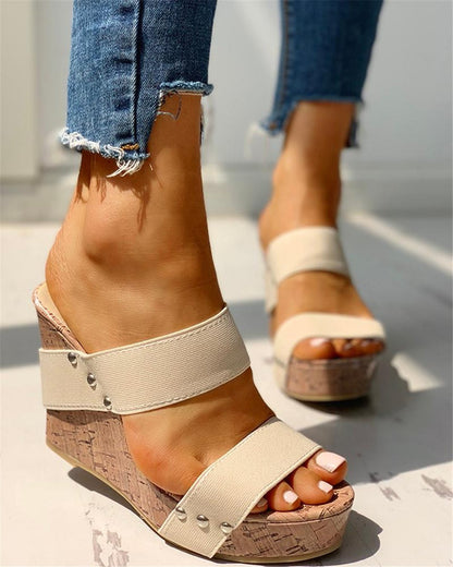 Creamtopmall Causal Ankle Strap Wedges Sandals