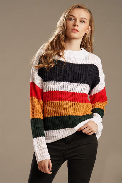 Creamtopmall Chasing The Rainbow Striped Sweater