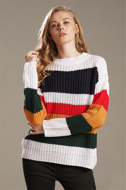 Creamtopmall Chasing The Rainbow Striped Sweater