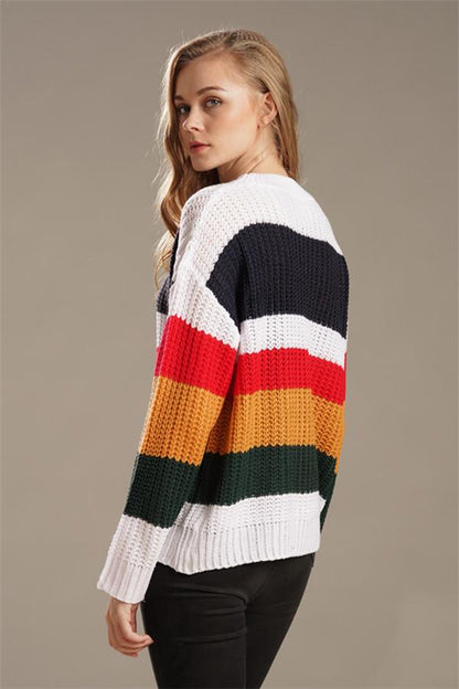 Creamtopmall Chasing The Rainbow Striped Sweater