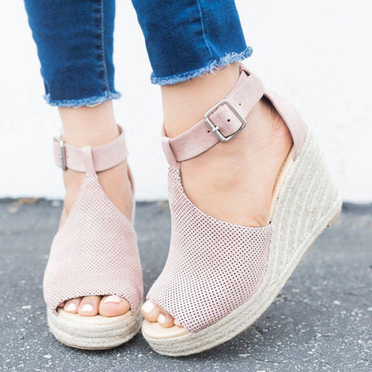 Creamtopmall Chic Espadrille Wedges Adjustable Buckle Sandals