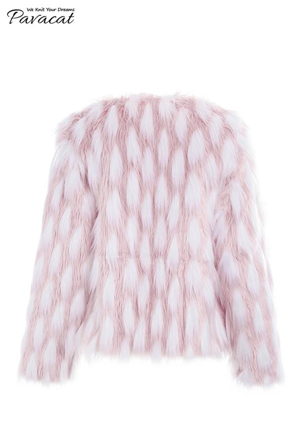 Creamtopmall Chic Pink Party Fluffy Faux Fur Coat