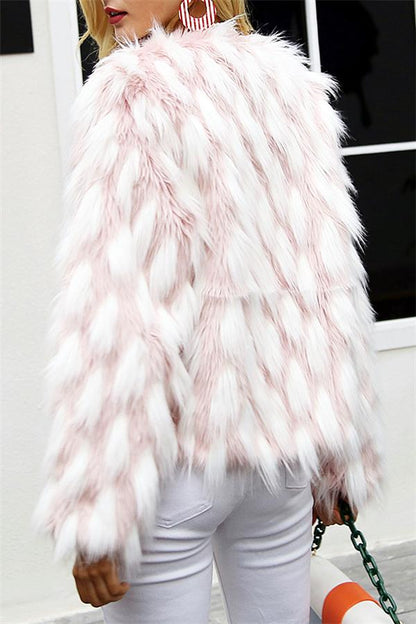 Creamtopmall Chic Pink Party Fluffy Faux Fur Coat