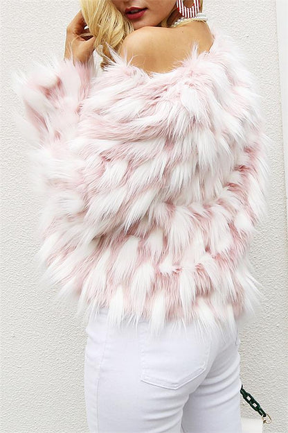 Creamtopmall Chic Pink Party Fluffy Faux Fur Coat