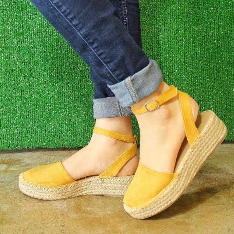 Creamtopmall Classic Espadrille Sandals Platform Buckle Strap Sandals